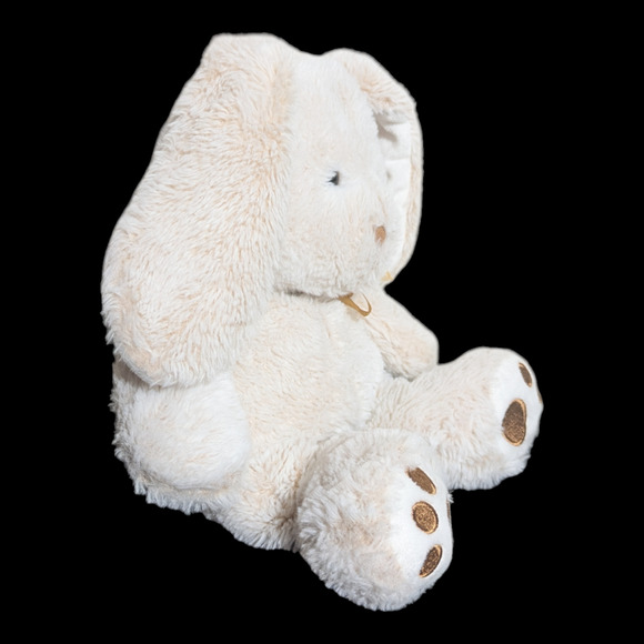 Easter Bunny Fuzzy Plushie Stuffed Animal With Bow - Picture 5 of 7